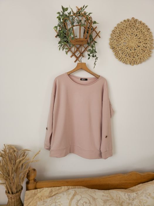 Różowa bluza dres luźna pudrowy róż L XL