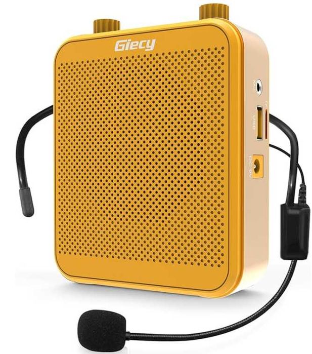 Giecy Amplificador de voz com microfone, cor amarela