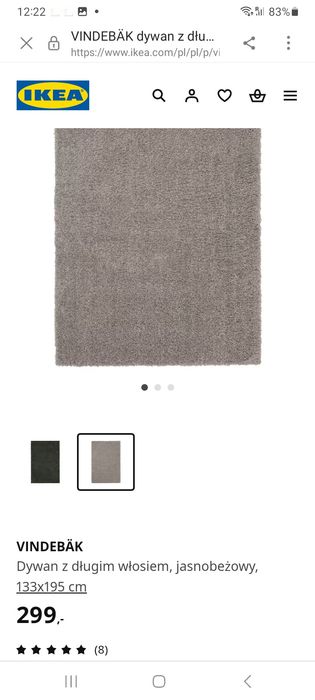Dywan ikea długi włos ciemny beż 133×195cm