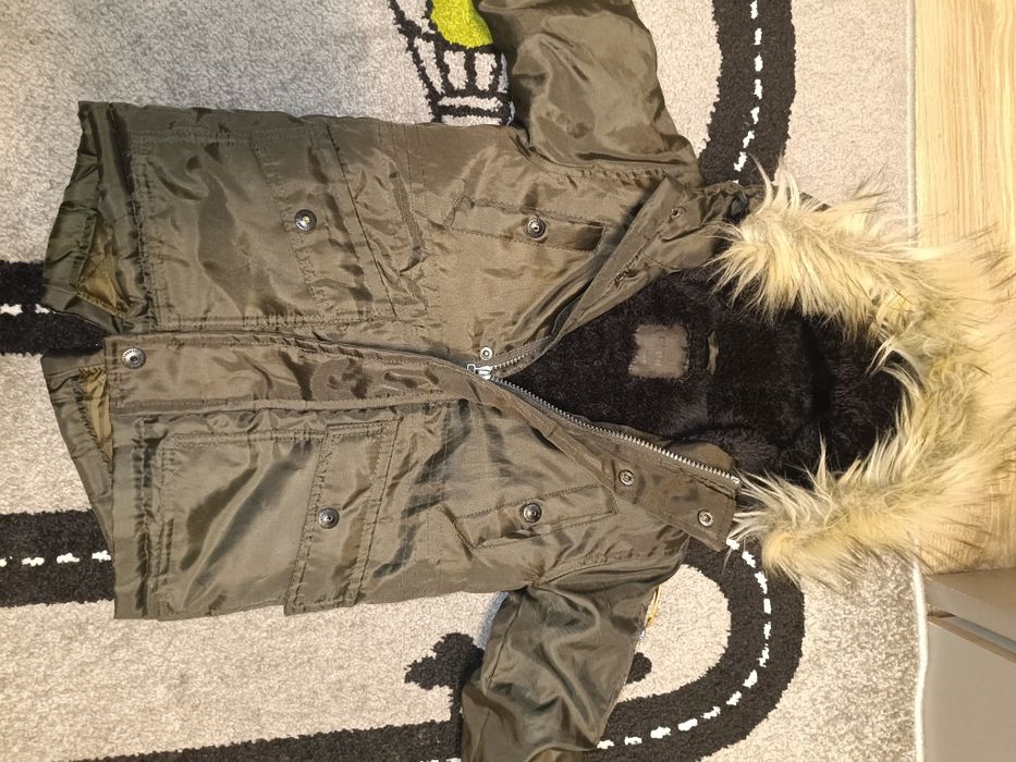 Kurtka zimowa kożuszek Cool club zielona khaki chłopięca r 104