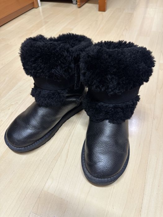 Угги кожаные, натуральный мех на ногу до 37р