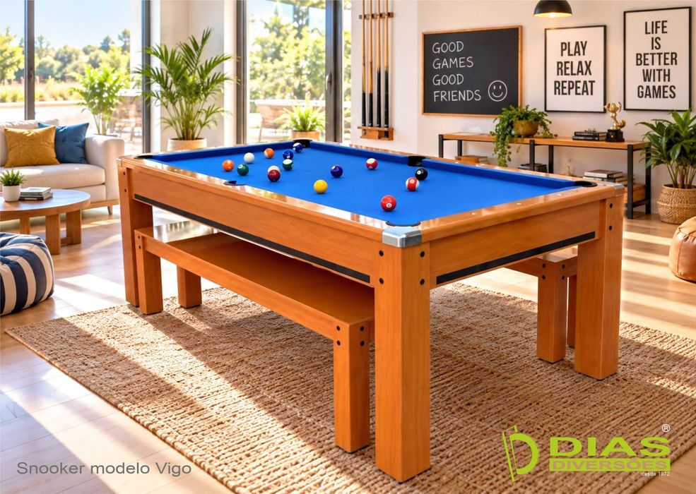Jogo Snooker/Bilhar modelo "Vigo" + Bancos + Tampo Mesa - NOVOS