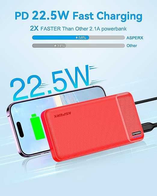 Powerbank 10000mAH czerwony