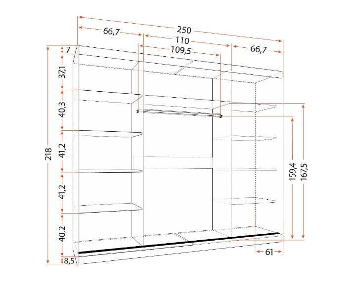 Szafa przesuwna z lustrem 250cm
