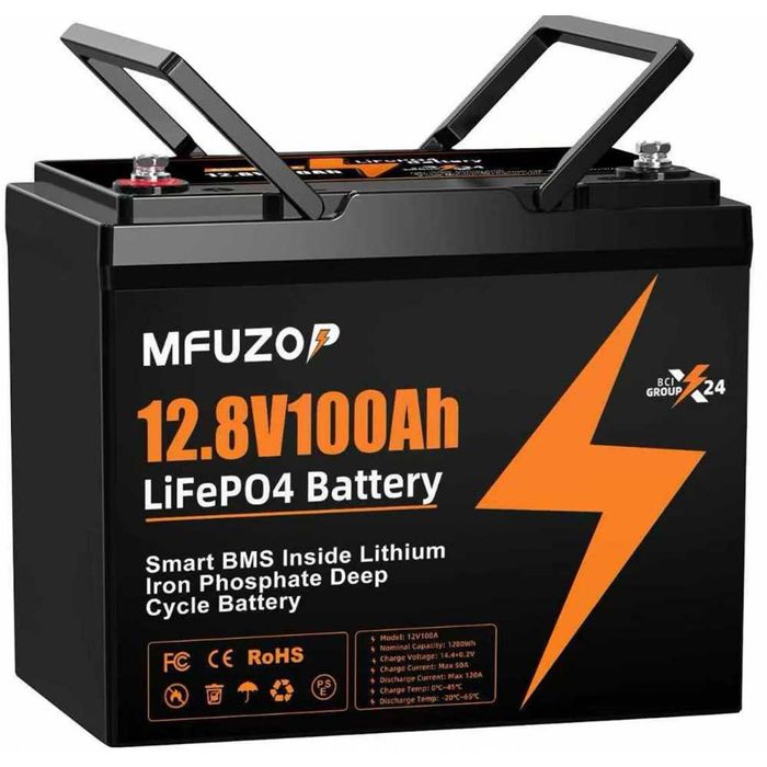 Купити акумулятор 12v100Ah для дому, LiFePO4, MFUZOP, 1280Wh,