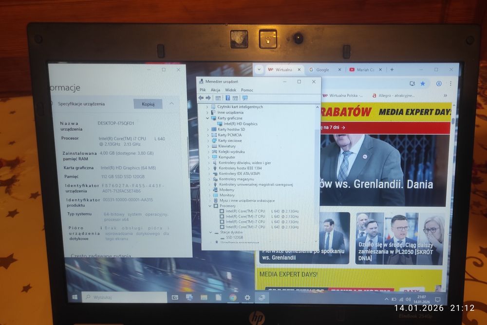 Laptop HP EliteBook 2540p i7 - okazja