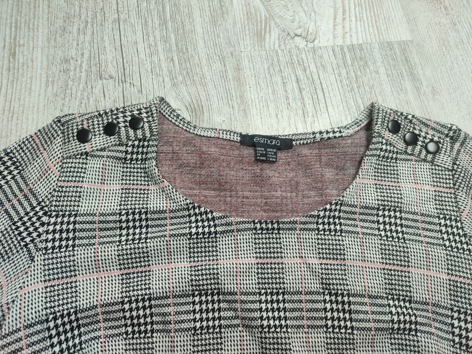 Esmara M 38 bluzka damska w kratę koszulka elegancka oversize S 36