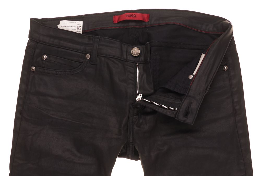 Spodnie Hugo Boss W28 L34 Damskie Slim Wet Look Black Czarne Woskowane