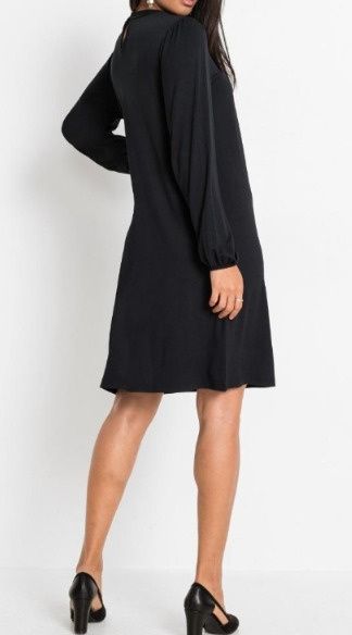 B.P.C czarna sukienka prosta z koronką ^36/38