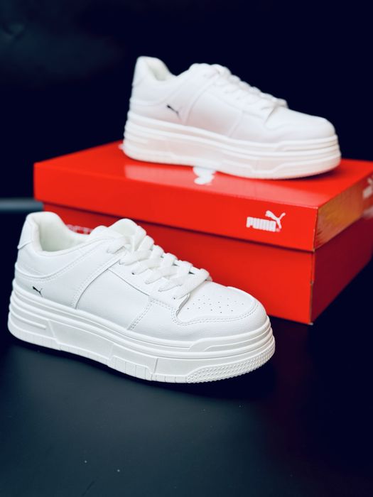 Кожаные кроссовки Пума белые женские / кросівки білі Puma жіночі