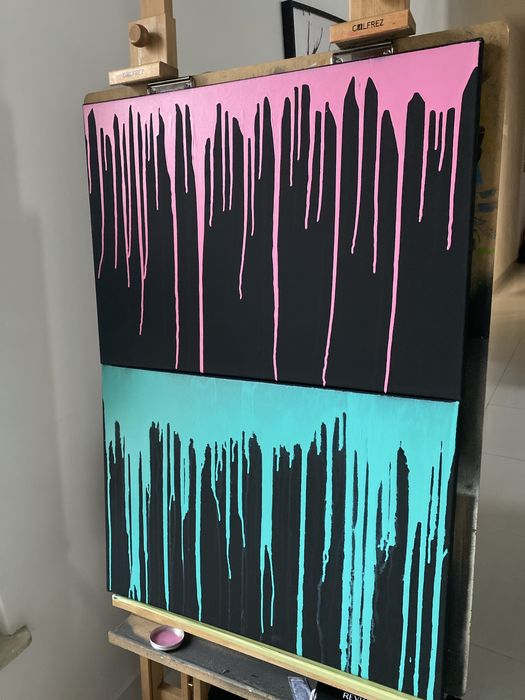 Abstrakcja obraz akrylowy na płótnie 50x70 "Tutti Frutti" i "Pink.."