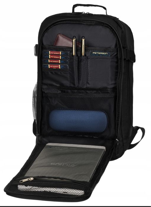 Plecak bagaż podręczny 40×20×25 cm – czarny plecak do samolotu