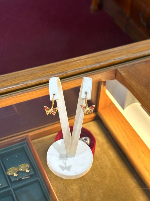 Złote Kolczyki motylki z cyrkoniami