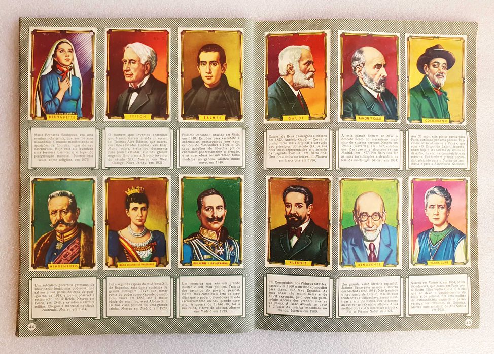 Antiga Caderneta Completa ~ "FIGURAS IMORTAIS" ~ IBIS 1959 ~ # RARA #