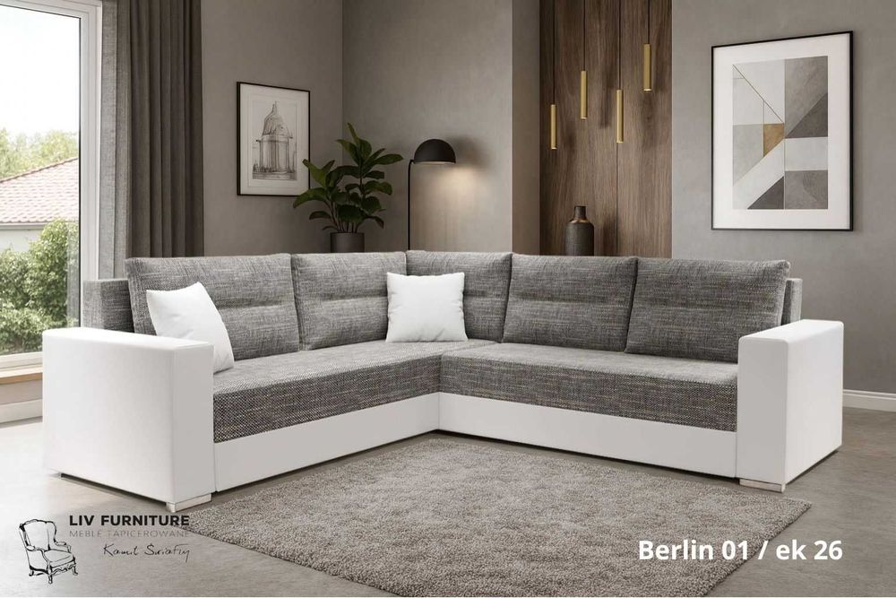 Narożnik - rogówka SENATOR funkcja spania, pojemnik, obustronny montaż