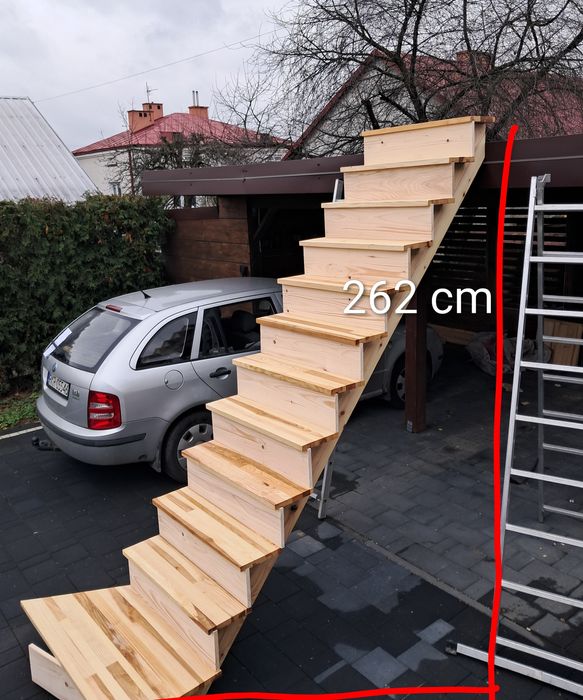 Schody drewniane młynarskie, budowlane, tymczasowe
