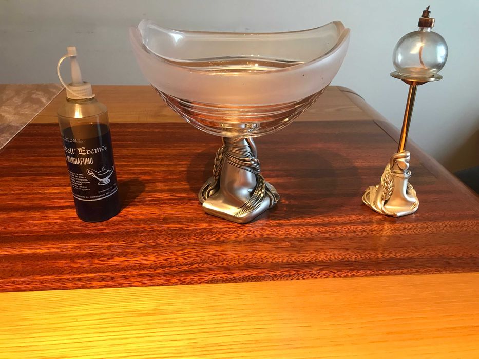 Taça em Cristal e Prata + Lamparina