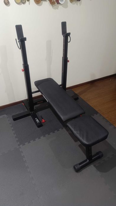 Banco de Musculação Supino Plano, Inclinável, com Suportes de Barra
