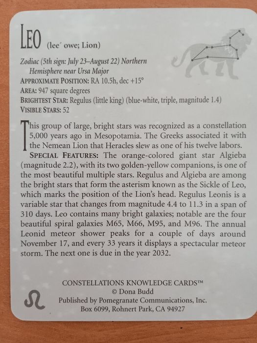 Uma carta,uma constelação! Constellations - knowledge cards, Dona Budd