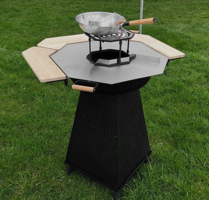 GRILL Węglowy Palenisko PLANSZA RUSZT 2w1 Duży Zestaw + AKCESORIA