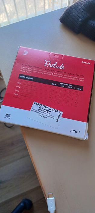 Cordas para violoncelo D'addario Prelude J1010 3/4M