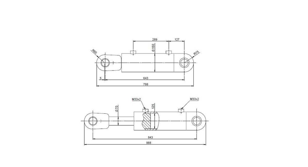 Siłownik hydrauliczny dwustronnego działania HS-P125x70x200