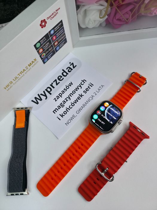 Smartwatch HK Ultra Max – AMOLED 2,12", połączenia Bluetooth, nowy