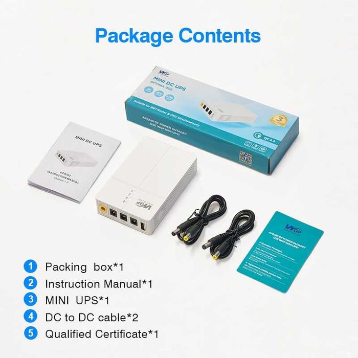 Мини UPS ДБЖ для роутера, оптики, видеонаблюдения WGP 302 13500mAh