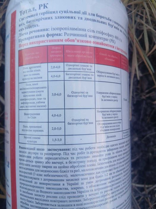тотал к.  Аналог Раундап макс. Геліос екстра.