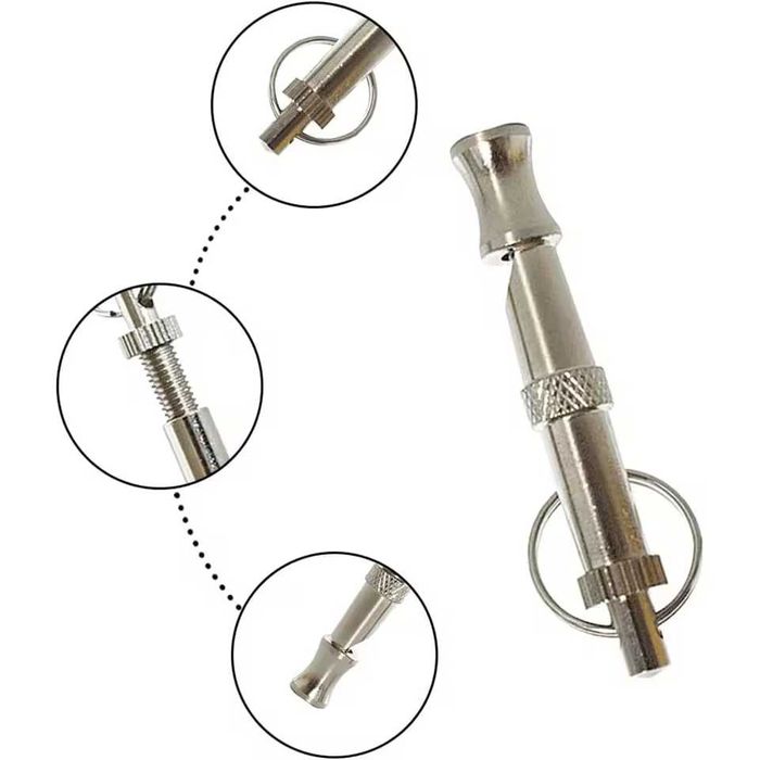 Apito Ultrassônico Ajustável para Cães em Aço Inoxidável – Ferramenta Portátil de Treinamento para Cães e Gatos NOVO
