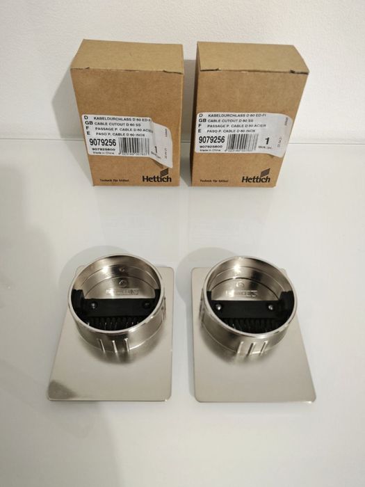 Passa-cabos inoxidável Hettich ø 60 mm com escova vedação