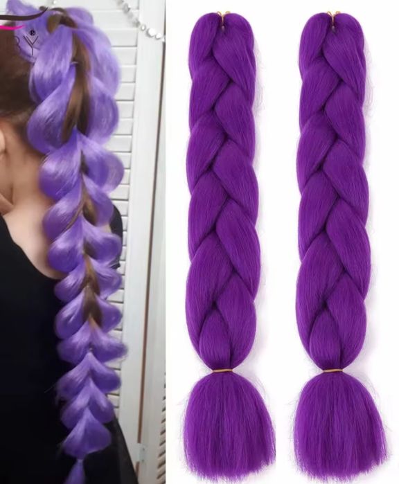 Яркие канекалоны для волос, голубой и фиолетовый цвет, 2 шт