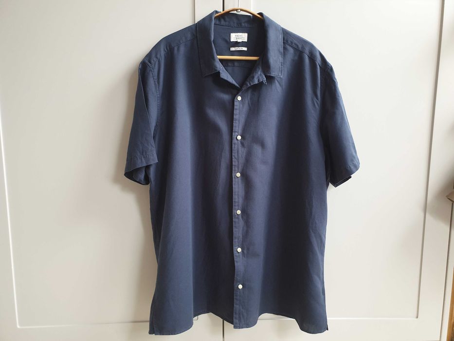 Granatowa koszula męska lniana Next 2XL