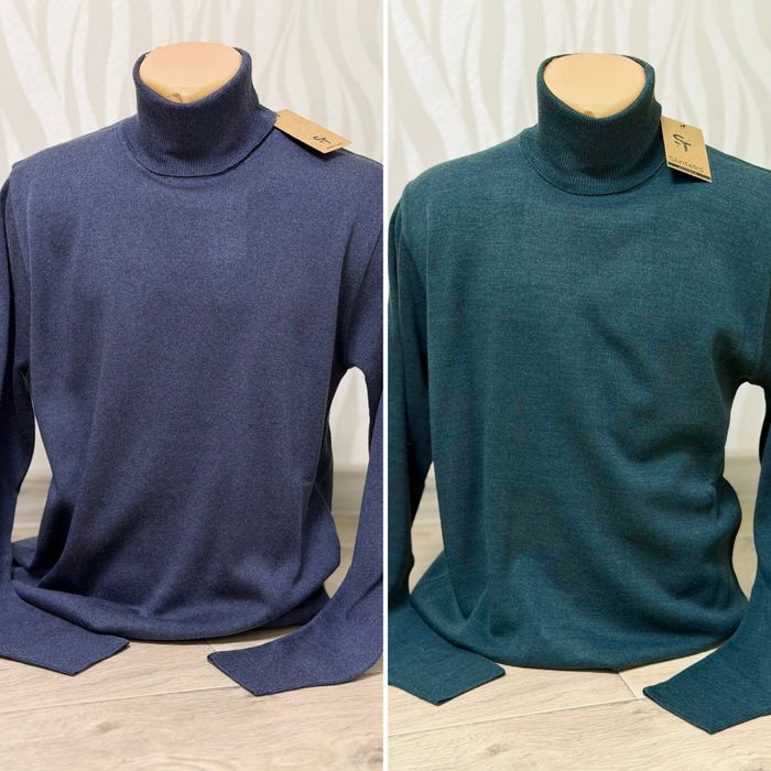 Теплий чоловічий гольф M L XL базовий однотонний класичний синій зелений вовна водолазка светр туреччина