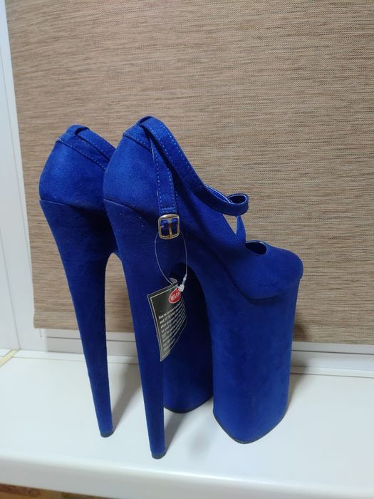 Босоножки туфли стрипы пятёрки синие Pleaser 38 новые