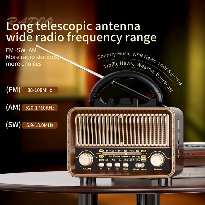 Bluetooth колонка, магнитола, радіо з антенной