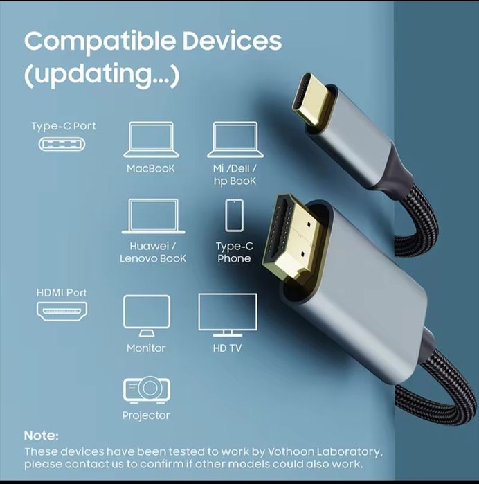 USB-C device to an HDMI
Шнур для підключення монітору або телевізору від ноутбуку або телефону