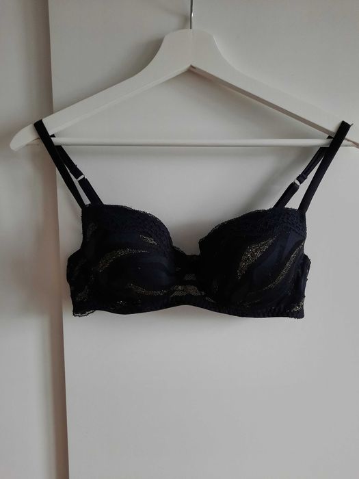 Intimissimi biustonosz stanik balkonetka czarny złoty koronka 80B 75C