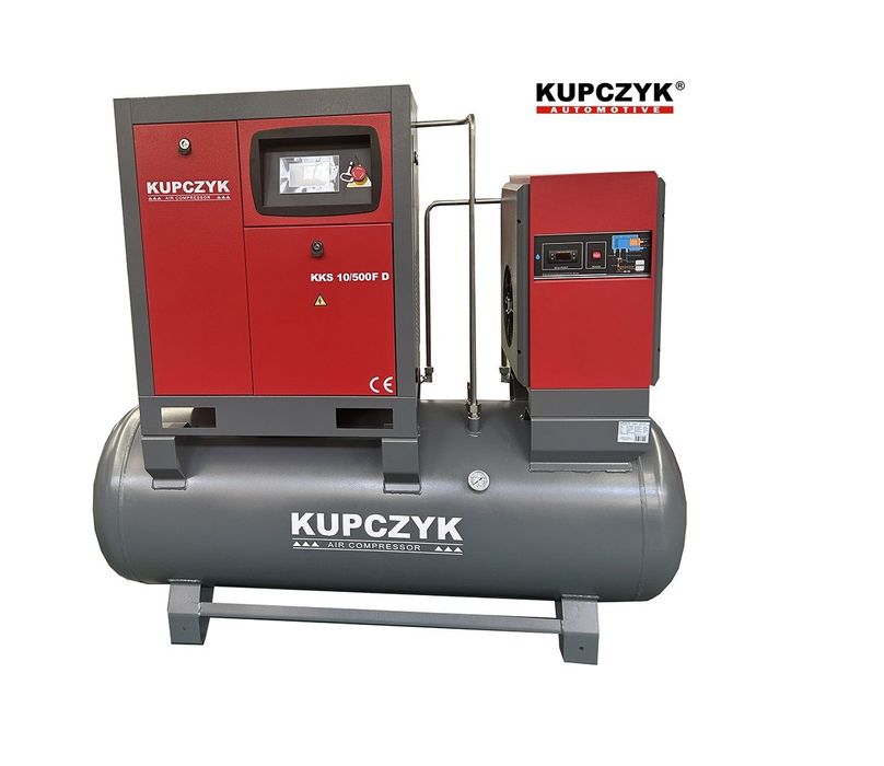 Kompresor Śrubowy 7,5KW 970L/min Zbiornik 500L Osuszacz Filtry Kupczyk