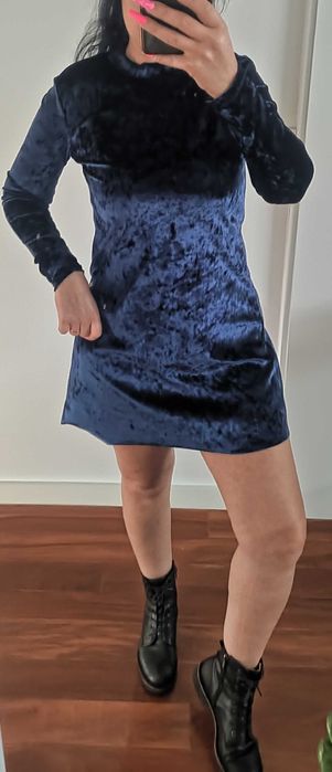 Vestido Veludo Pull & Bear S Azulão - Novo