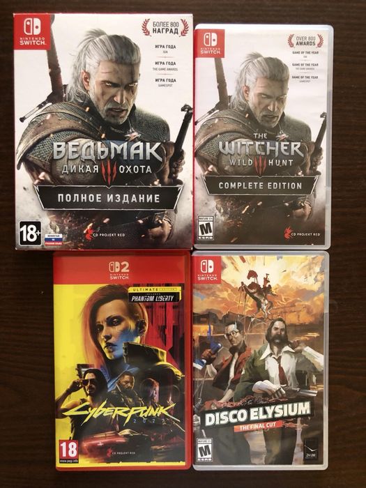 Nintendo Switch: Ведьмак Дикая Охота, Divinity Original Sin, Super Mario Odyssey, Animal Crossing, Disco Elysium Cyberpunk 2077, Red Dead Redemption