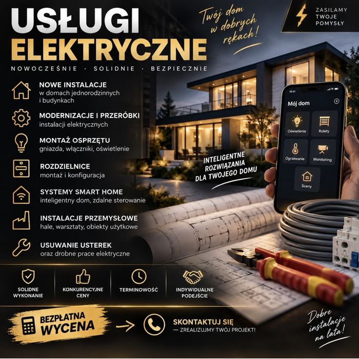 ELEKTRYK – Kompleksowe instalacje elektryczne  --  Szybkie realizacje, atrakcyjne stawki
