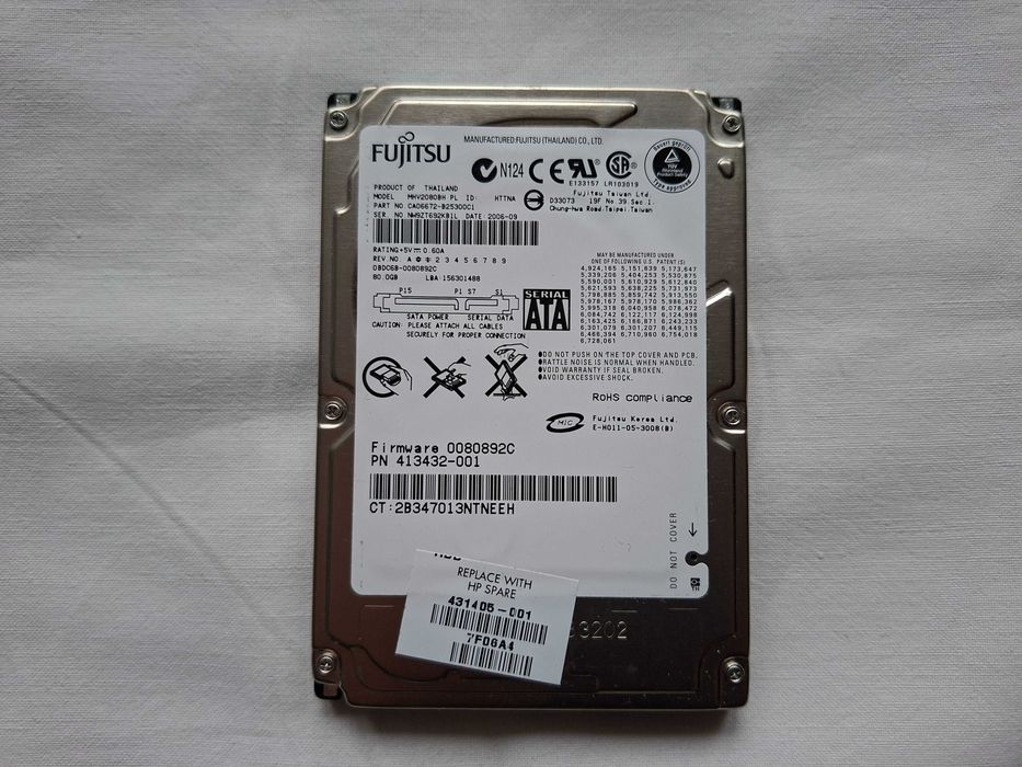 Dysk HDD Fujitsu MHV2080HB 80GB 100% sprawny 2,5" SATA