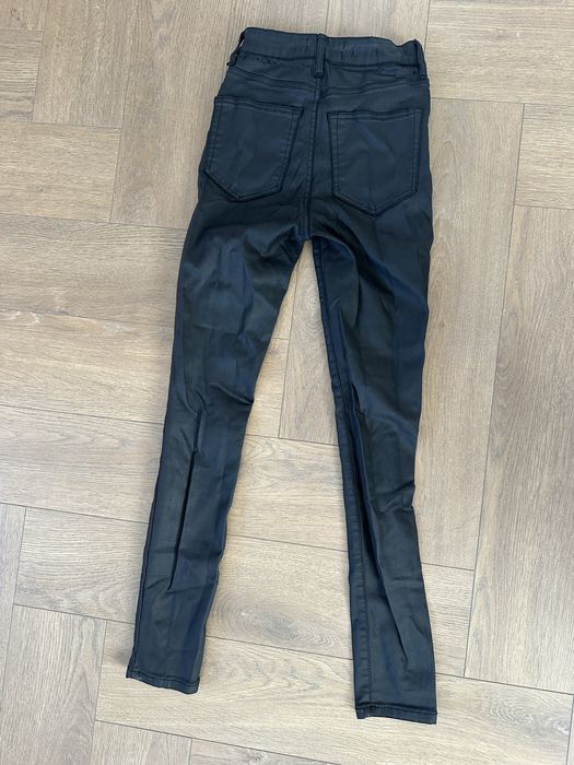 Spodnie rurki woskowane skinny slim wysoki stan
