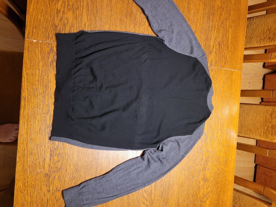 Sweter swetr kardigan M&S r.L 100% merino szary guziki rozpinany