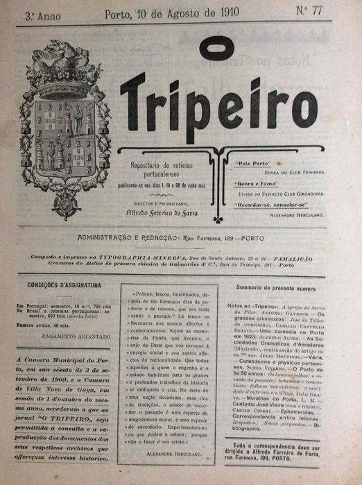 Um pouco da história do Porto e arredores, 1910. Excel. preço