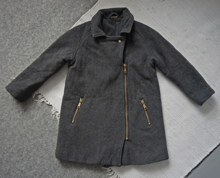 Płaszczyk dziecięcy szary Claire popiel klasyk dziewczynka zima 6 lat