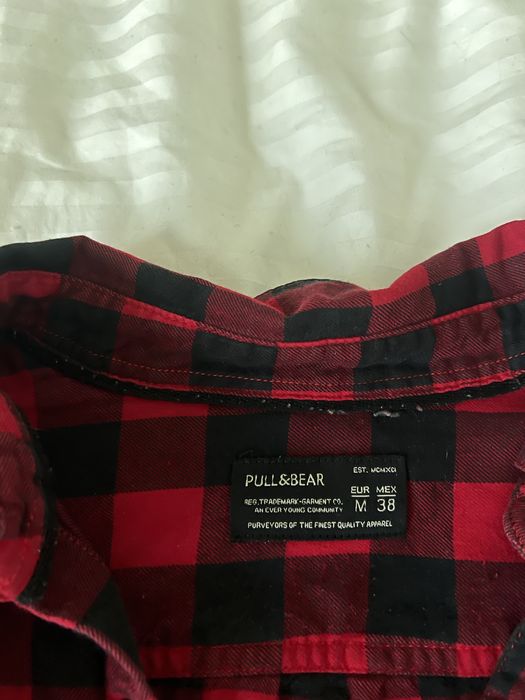 Koszula w krate S/M Pull&Bear czerwono czarna y2k unisex bluzka