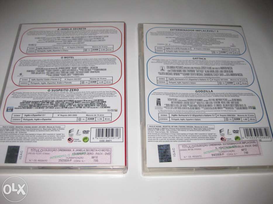 2 Packs de DVDs com 3 Filmes cada Um. Impecáveis!