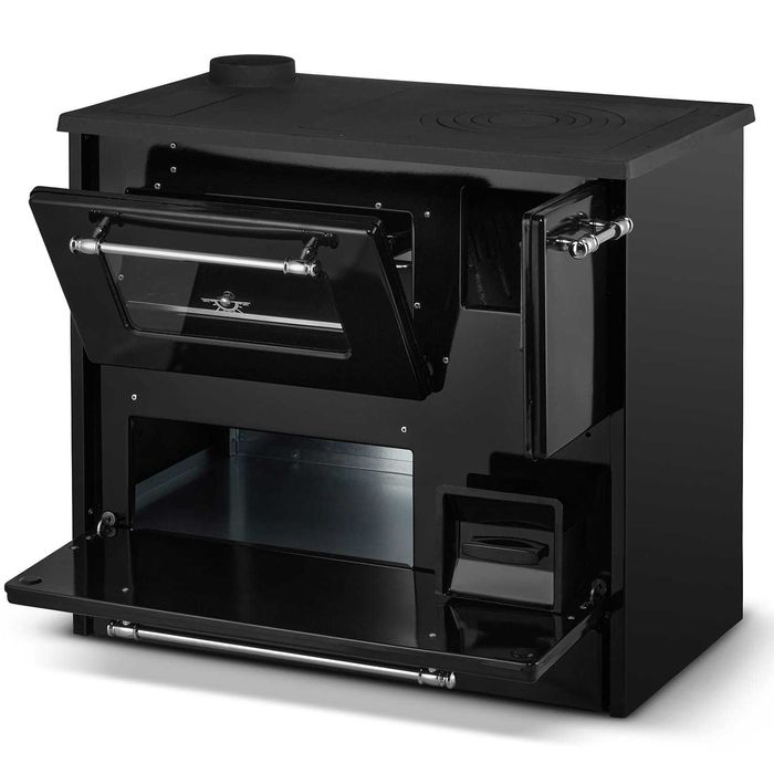 Kuchnia na drewno piec koza kuchnia czarny z płaszczem wodnym 16kW